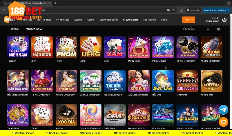 Kho game bài 188BET link